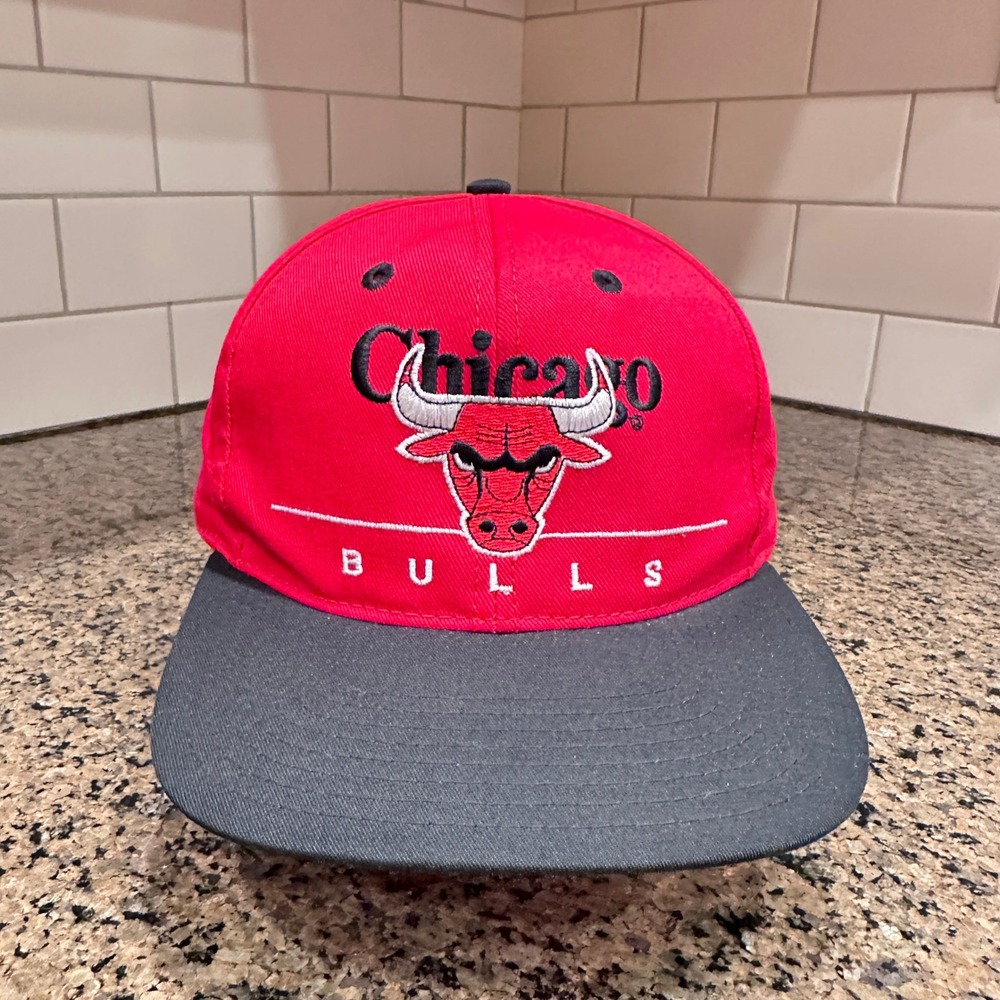 Vtg Chicago Bulls Twins Hat Snapback Red Black Cotton NBA